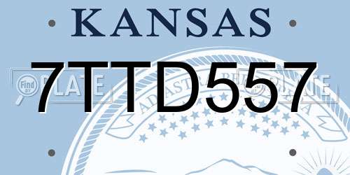 7TTD557 Kansas License Plate
