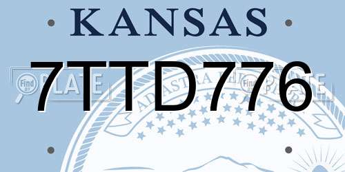 7TTD776 Kansas License Plate