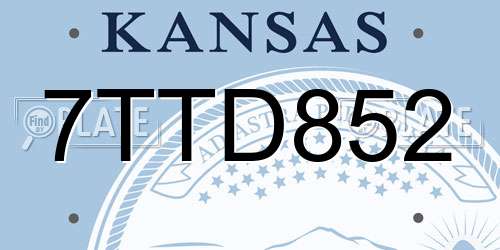 7TTD852 Kansas License Plate