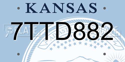 7TTD882 Kansas License Plate