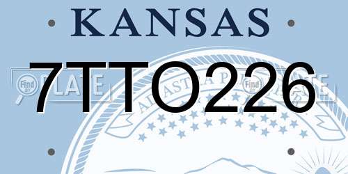 7TTO226 Kansas License Plate