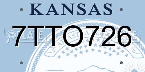 7TTO726 Kansas License Plate