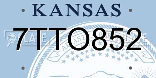 7TTO852 Kansas License Plate