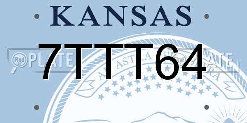 7TTT64 Kansas License Plate
