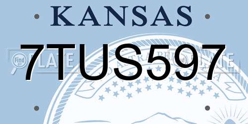 7TUS597 Kansas License Plate