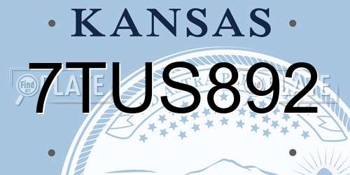 7TUS892 Kansas License Plate
