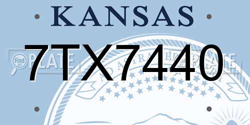 7TX7440 Kansas License Plate