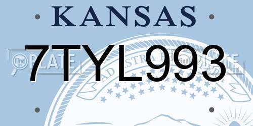 7TYL993 Kansas License Plate
