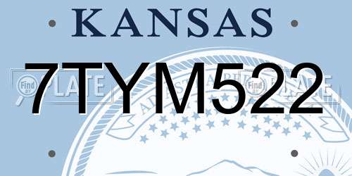 7TYM522 Kansas License Plate