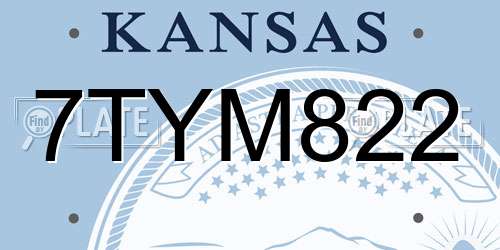 7TYM822 Kansas License Plate