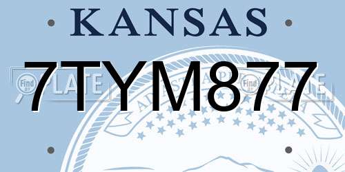 7TYM877 Kansas License Plate