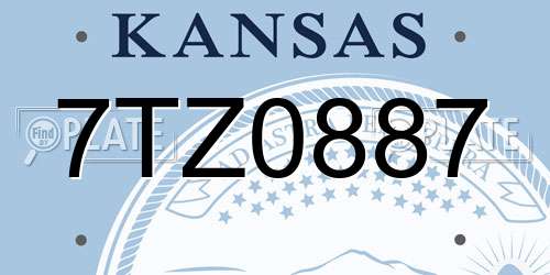 7TZ0887 Kansas License Plate