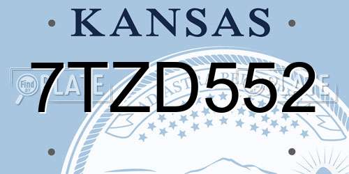 7TZD552 Kansas License Plate