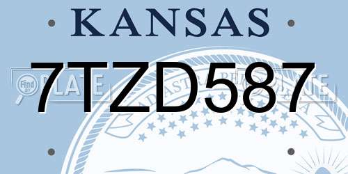 7TZD587 Kansas License Plate