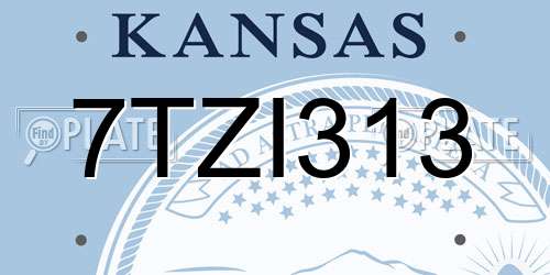 7TZI313 Kansas License Plate