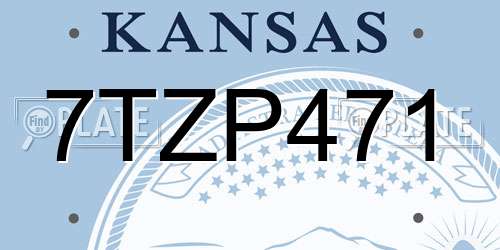 7TZP471 Kansas License Plate