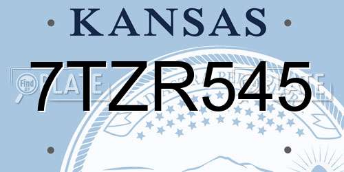7TZR545 Kansas License Plate