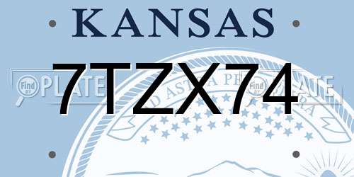 7TZX74 Kansas License Plate