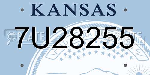 7U28255 Kansas License Plate