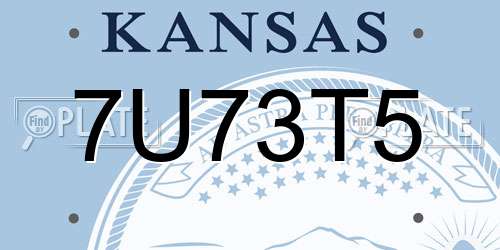 7U73T5 Kansas License Plate