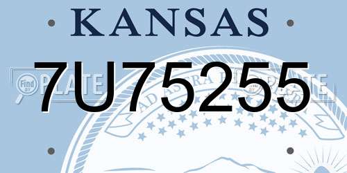 7U75255 Kansas License Plate
