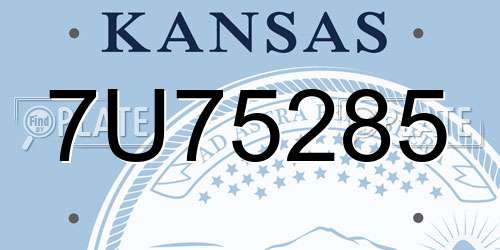 7U75285 Kansas License Plate