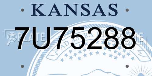 7U75288 Kansas License Plate