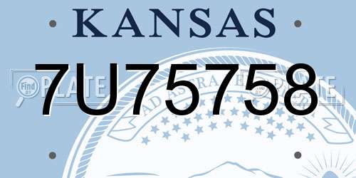 7U75758 Kansas License Plate