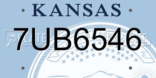 7UB6546 Kansas License Plate