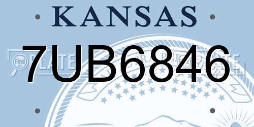 7UB6846 Kansas License Plate