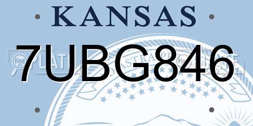 7UBG846 Kansas License Plate
