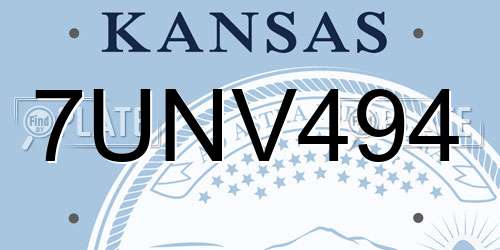 7UNV494 Kansas License Plate