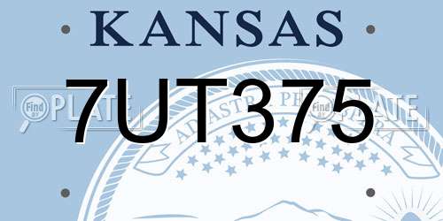 7UT375 Kansas License Plate