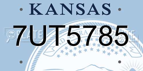 7UT5785 Kansas License Plate