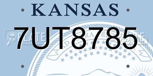 7UT8785 Kansas License Plate