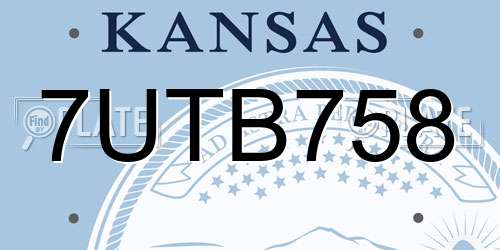 7UTB758 Kansas License Plate