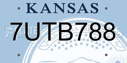 7UTB788 Kansas License Plate