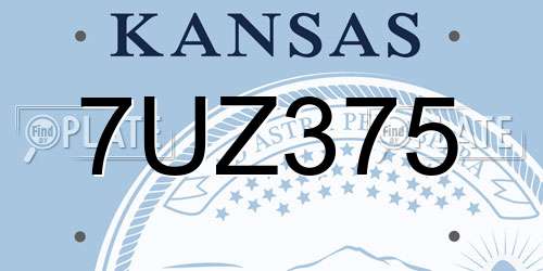 7UZ375 Kansas License Plate