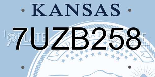 7UZB258 Kansas License Plate