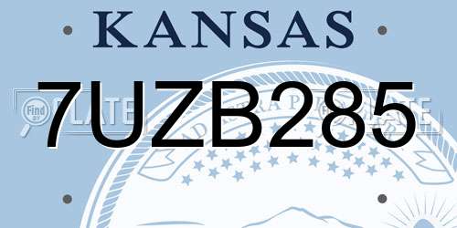 7UZB285 Kansas License Plate
