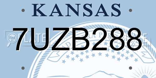 7UZB288 Kansas License Plate