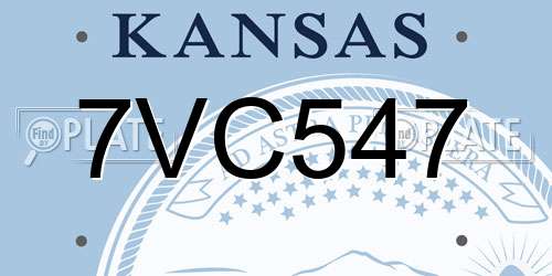 7VC547 Kansas License Plate
