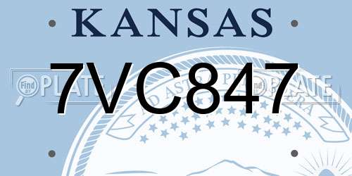 7VC847 Kansas License Plate