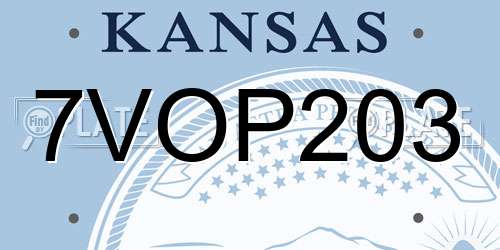 7VOP203 Kansas License Plate