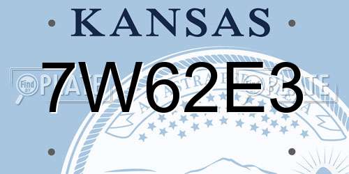 7W62E3 Kansas License Plate