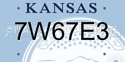 7W67E3 Kansas License Plate