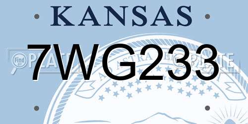 7WG233 Kansas License Plate