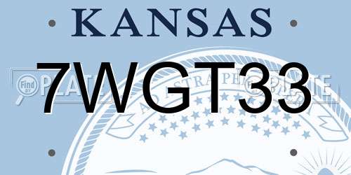 7WGT33 Kansas License Plate