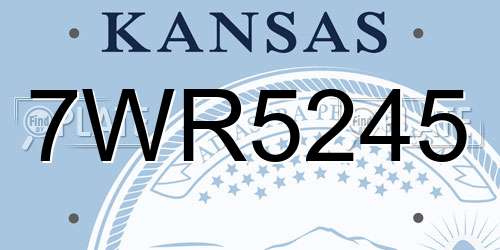 7WR5245 Kansas License Plate