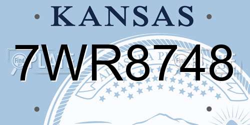 7WR8748 Kansas License Plate